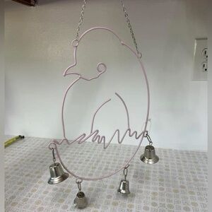 Pink Chick Wire Art with Bells